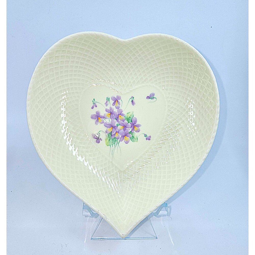 Mikasa bone china Lila Violets Heart Dish 6.5"